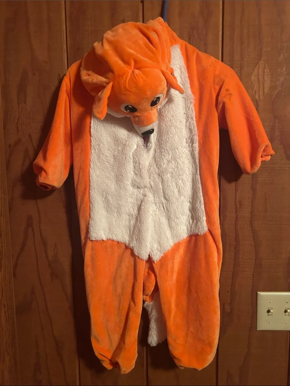 Orange Fox Plush One-Piece Costume with Hood
